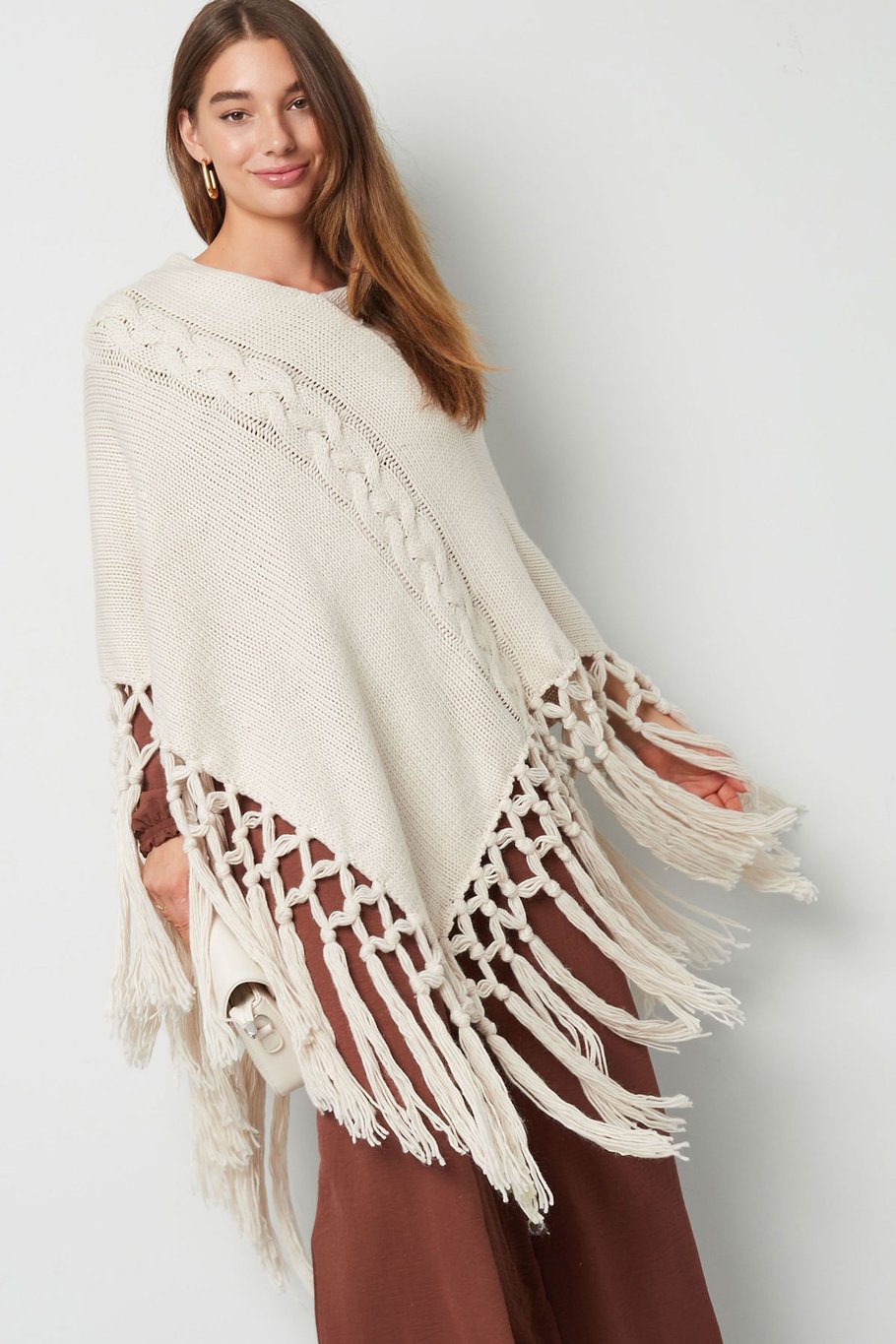 Poncho mit Schnüren - schwarz Bild2